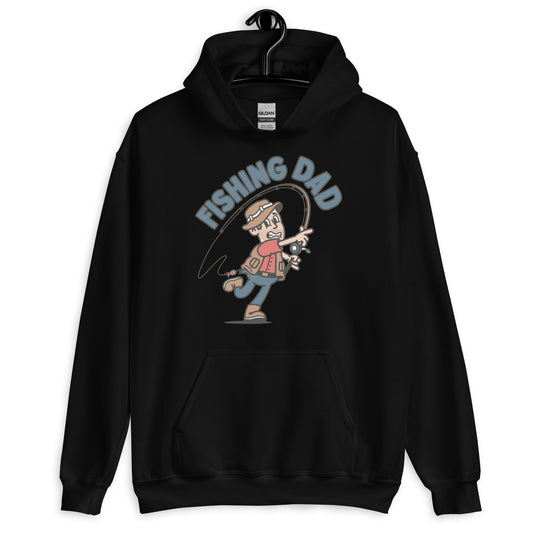 Fishing Brown Hair Light Skin Tone No-Glasses Stubble Dad Hoodie
