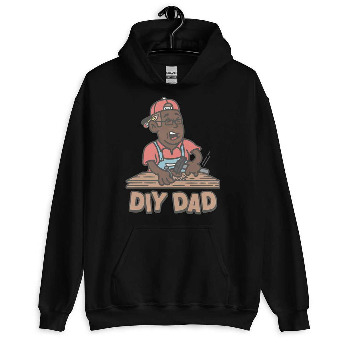 DIY Brown Hair Dark Skin Tone Glasses Stubble Dad Hoodie