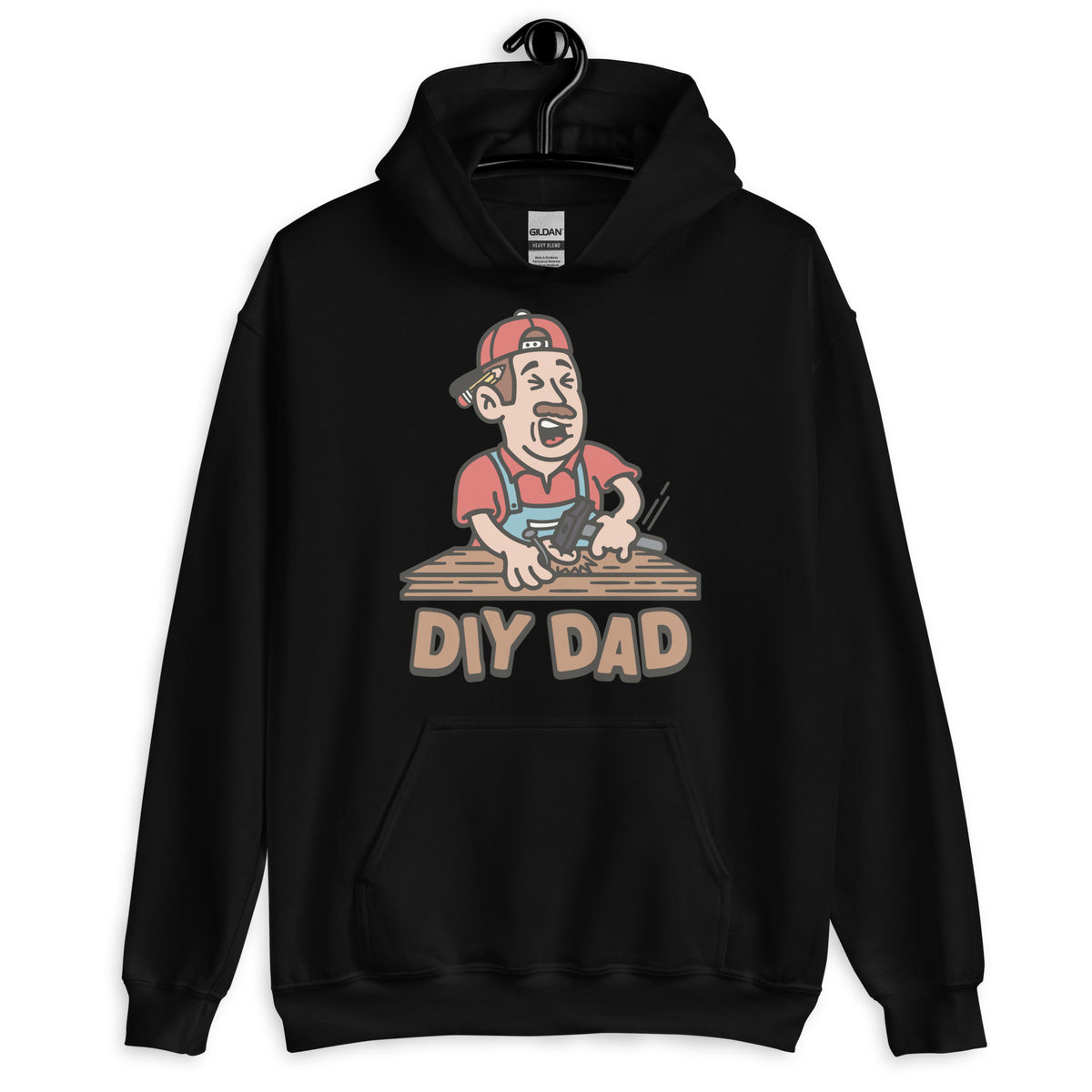 DIY Brown Hair Light Skin Tone No-Glasses Moustache Dad Hoodie