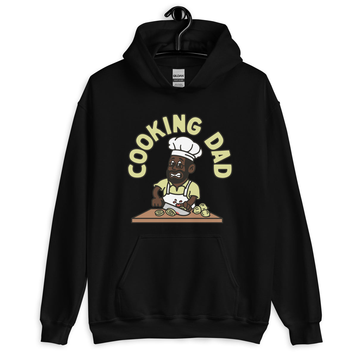 Cooking Black Hair Dark Skin Tone Glasses Beard Dad Hoodie