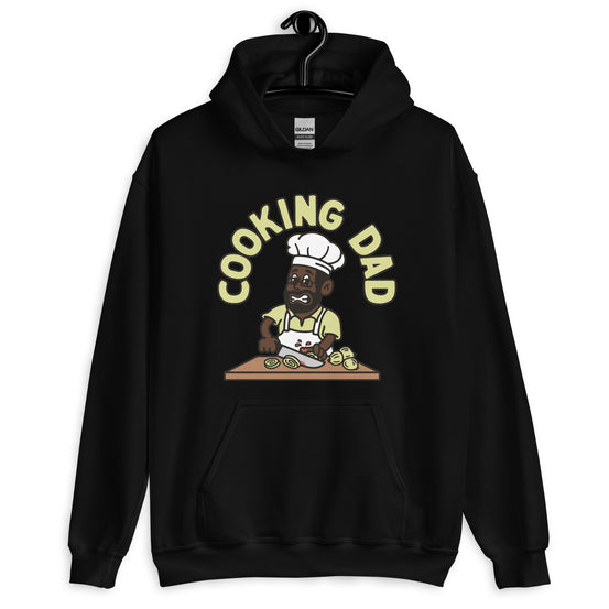 Cooking Black Hair Dark Skin Tone Glasses Beard Dad Hoodie