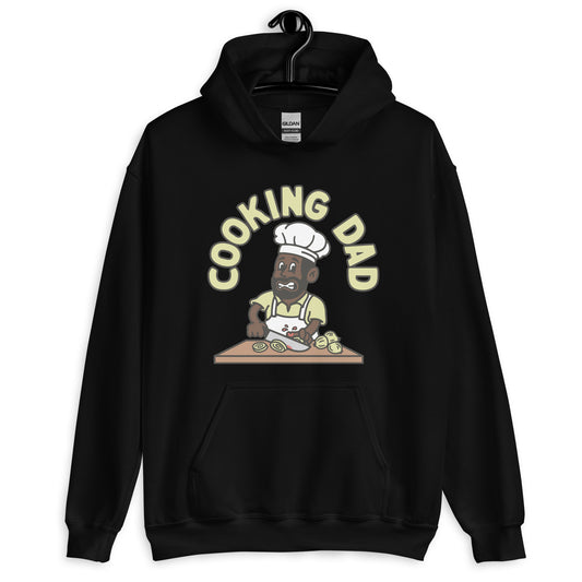 Cooking Black Hair Dark Skin Tone No-Glasses Beard Dad Hoodie