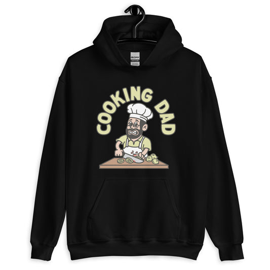Cooking Black Hair Light Skin Tone Glasses Beard Dad Hoodie