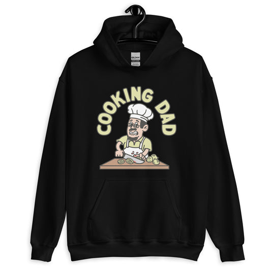 Cooking Black Hair Light Skin Tone Glasses Moustache & Chin Beard Dad Hoodie