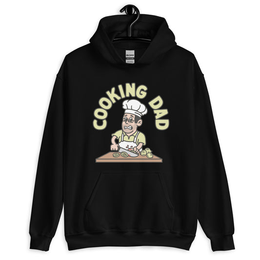 Cooking Black Hair Light Skin Tone Glasses Stubble Dad Hoodie