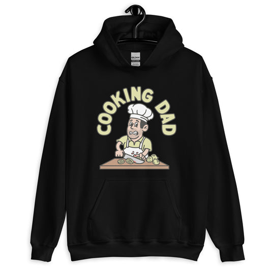 Cooking Black Hair Light Skin Tone No-Glasses Stubble Dad Hoodie