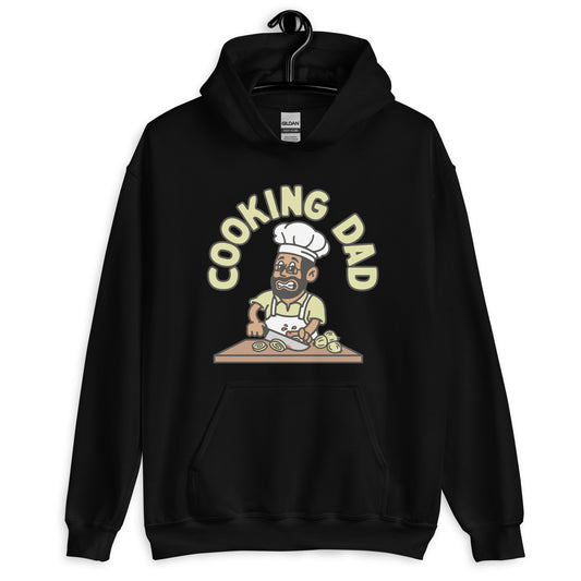 Cooking Black Hair Tan Skin Tone Glasses Beard Dad Hoodie