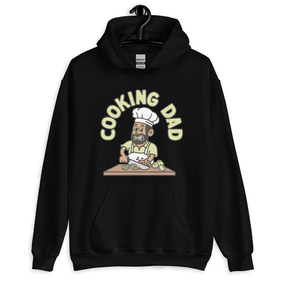 Cooking Black Hair Tan Skin Tone No-Glasses Beard Dad Hoodie