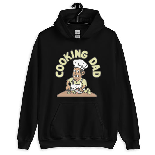 Cooking Black Hair Tan Skin Tone No-Glasses Stubble Dad Hoodie