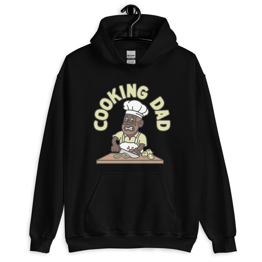 Cooking Brown Hair Dark Skin Tone Glasses Beard Dad Hoodie