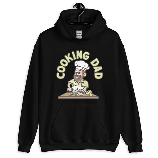 Cooking Brown Hair Light Skin Tone No-Glasses Beard Dad Hoodie