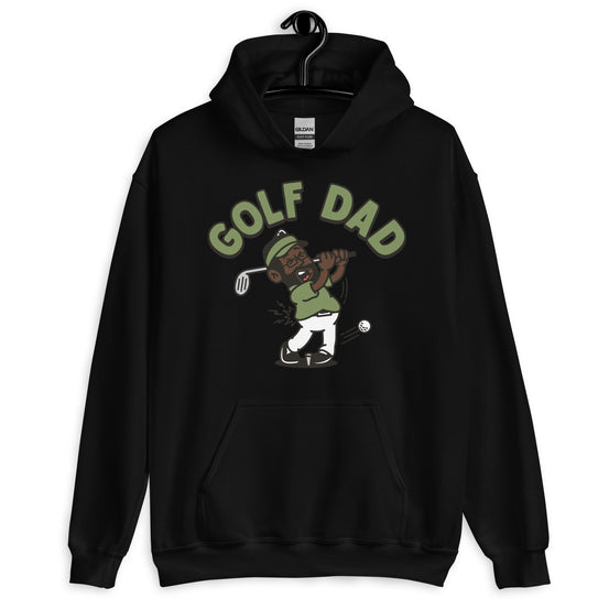 Golf Black Hair Dark Skin Tone Glasses Beard Dad Hoodie