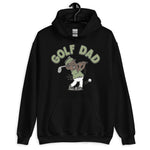 Golf Black Hair Dark Skin Tone Glasses Moustache Dad Hoodie