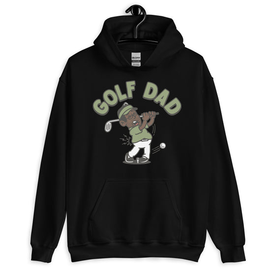 Golf Black Hair Dark Skin Tone Glasses Stubble Dad Hoodie