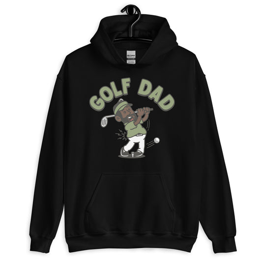 Golf Black Hair Dark Skin Tone No-Glasses Beard Dad Hoodie