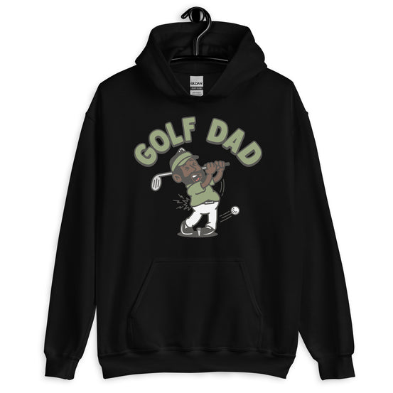 Golf Black Hair Dark Skin Tone No-Glasses Beard Dad Hoodie