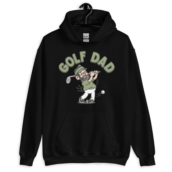 Golf Black Hair Light Skin Tone Glasses Beard Dad Hoodie