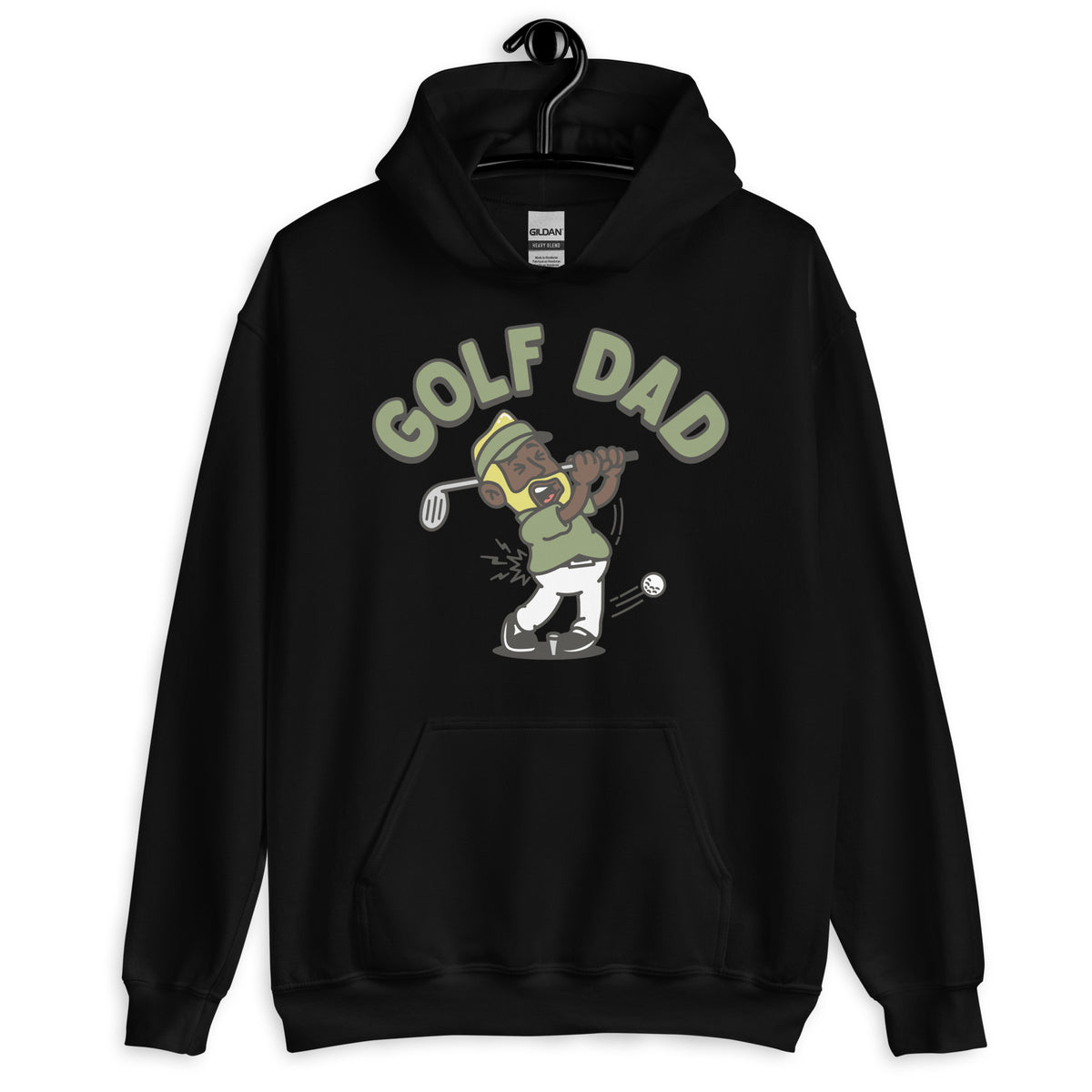 Golf Blond Hair Dark Skin Tone No-Glasses Beard Dad Hoodie