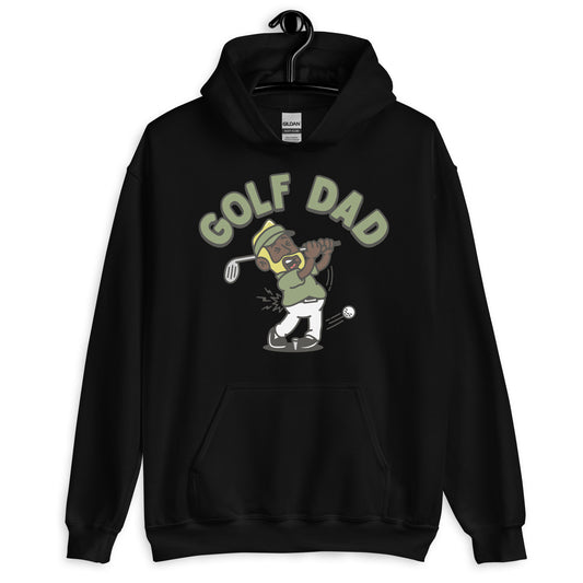 Golf Blond Hair Dark Skin Tone No-Glasses Beard Dad Hoodie