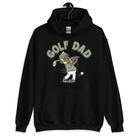 Golf Blond Hair Dark Skin Tone No-Glasses Beard Dad Hoodie