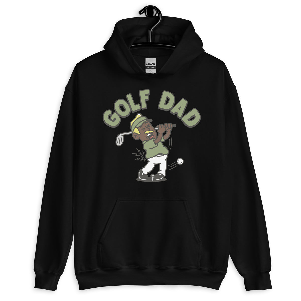 Golf Blond Hair Dark Skin Tone No-Glasses Moustache Dad Hoodie