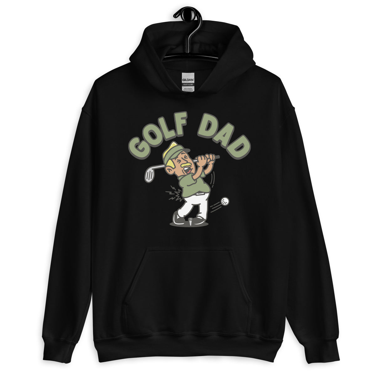 Golf Blond Hair Tan Skin Tone No-Glasses Moustache Dad Hoodie