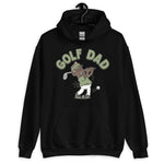 Golf Brown Hair Dark Skin Tone Glasses Moustache Dad Hoodie