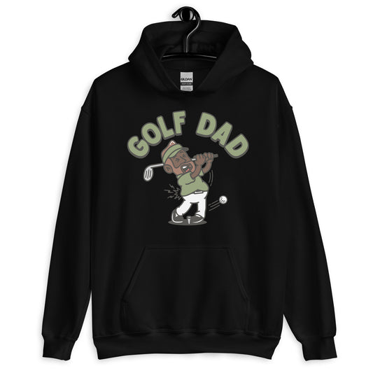 Golf Brown Hair Dark Skin Tone No-Glasses Beard Dad Hoodie