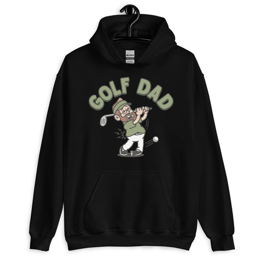 Golf Brown Hair Light Skin Tone Glasses Beard Dad Hoodie