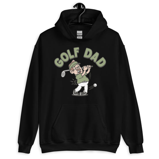 Golf Brown Hair Light Skin Tone Glasses Moustache Dad Hoodie