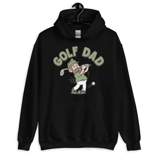 Golf Brown Hair Light Skin Tone No-Glasses Beard Dad Hoodie