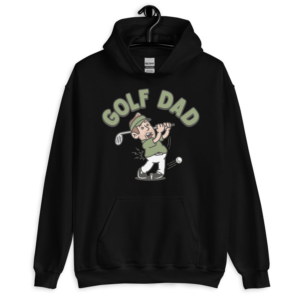 Golf Brown Hair Light Skin Tone No-Glasses Stubble Dad Hoodie