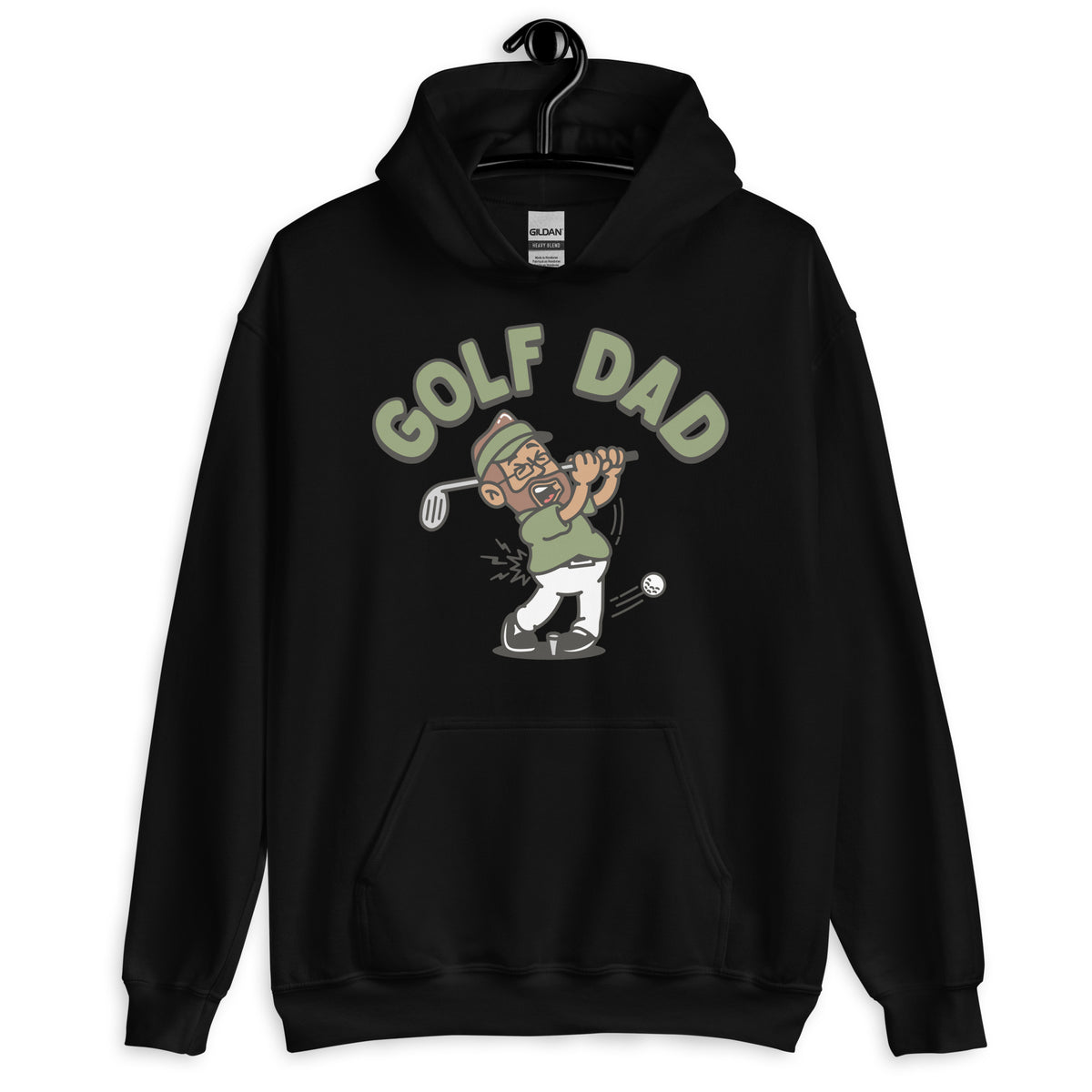 Golf Brown Hair Tan Skin Tone Glasses Beard Dad Hoodie