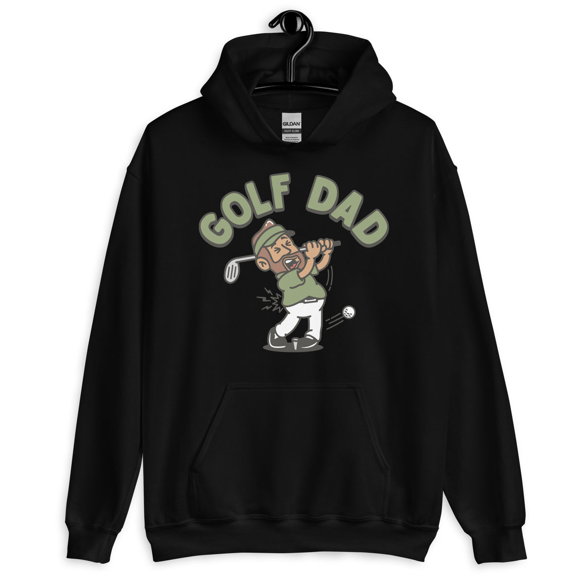 Golf Brown Hair Tan Skin Tone No-Glasses Beard Dad Hoodie