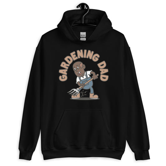 Gardening Brown Hair Dark Skin Tone No-Glasses Bald Stubble Dad Hoodie