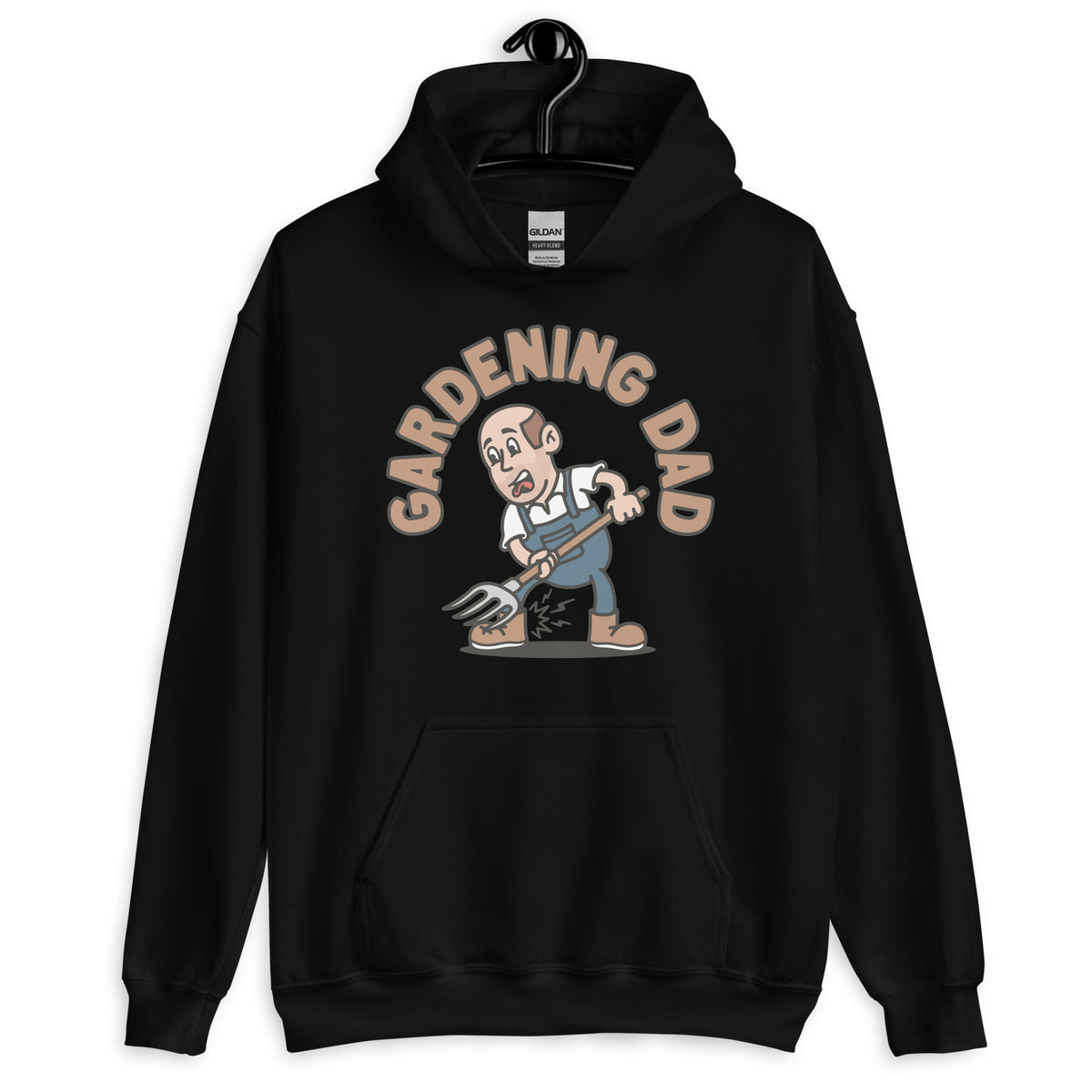 Gardening Brown Hair Light Skin Tone No-Glasses Bald Stubble Dad Hoodie