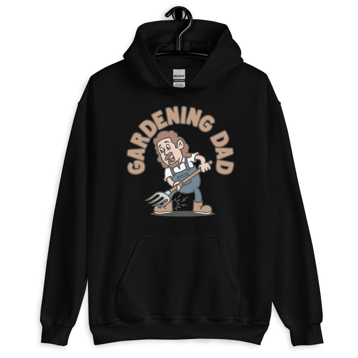 Gardening Brown Hair Light Skin Tone No-Glasses Long Moustache & Chin Beard Dad Hoodie