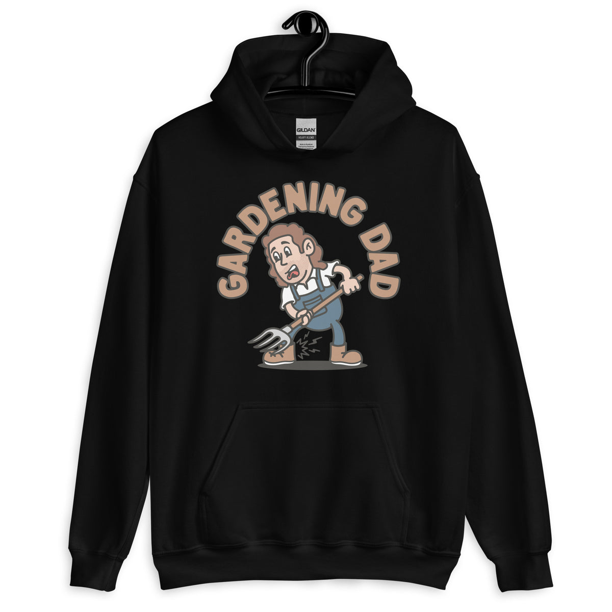 Gardening Brown Hair Light Skin Tone No-Glasses Long Stubble Dad Hoodie