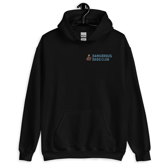 Dangerous Dads Club Hoodie - blue logo with dark thumb