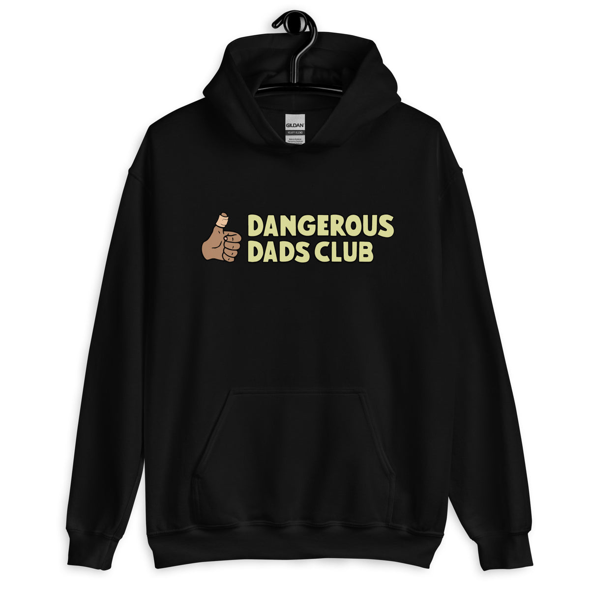 Dangerous Dads Club Hoodie - yellow logo - tan thumb