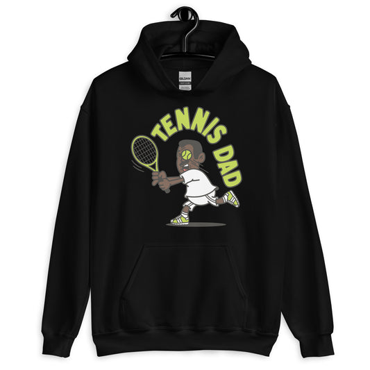 Tennis Black Hair Dark Skin Tone No-Glasses Short Moustache Dad Hoodie