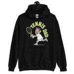 Tennis Black Hair Light Skin Tone No-Glasses Medium Moustache Dad Hoodie
