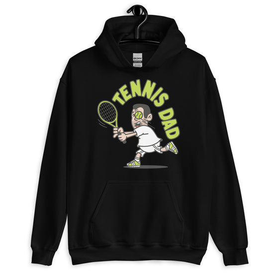 Tennis Black Hair Light Skin Tone No-Glasses Short Stubble Dad Hoodie