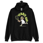 Tennis Black Hair Tan Skin Tone No-Glasses Short Moustache Dad Hoodie