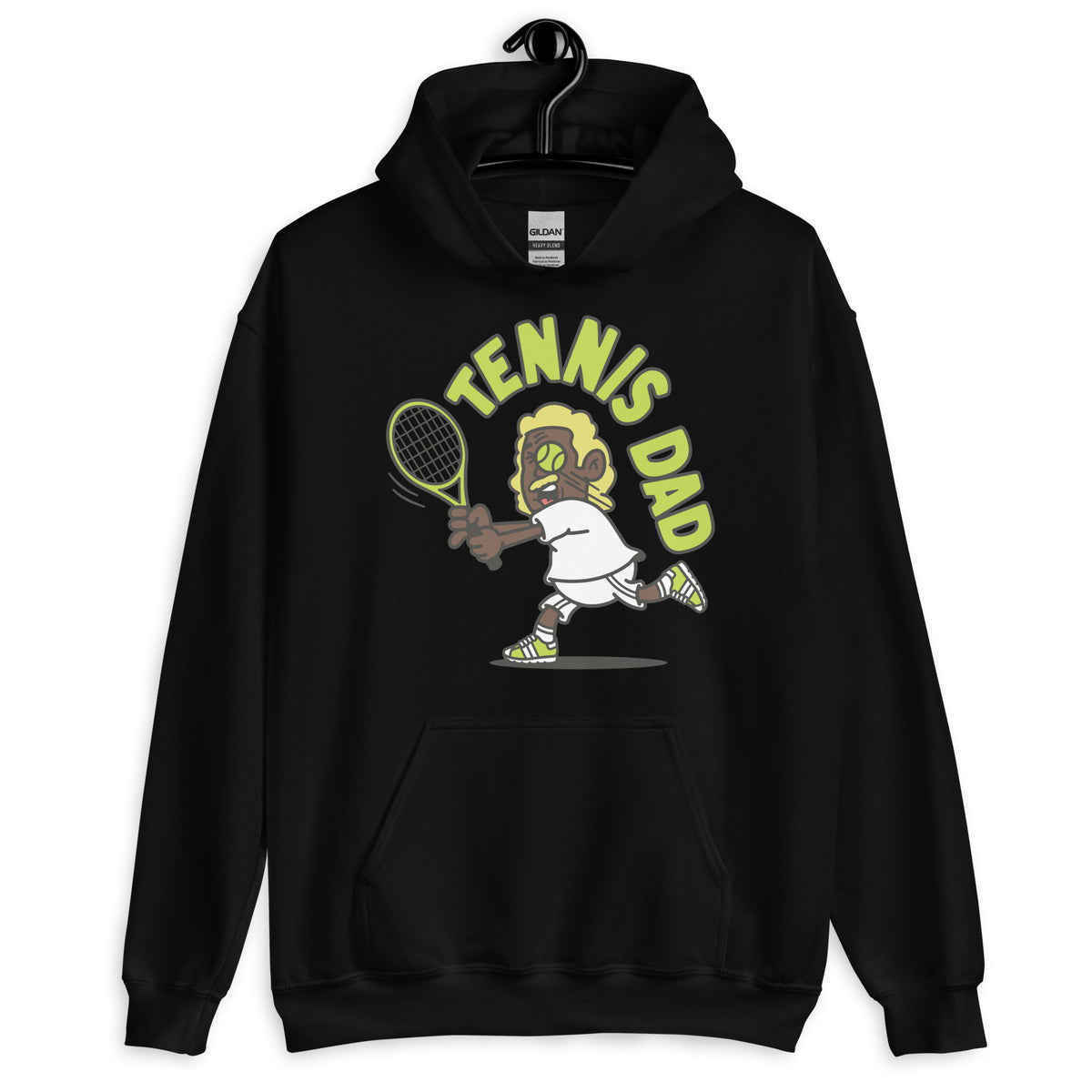 Tennis Blond Hair Dark Skin Tone No-Glasses Long Moustache Dad Hoodie