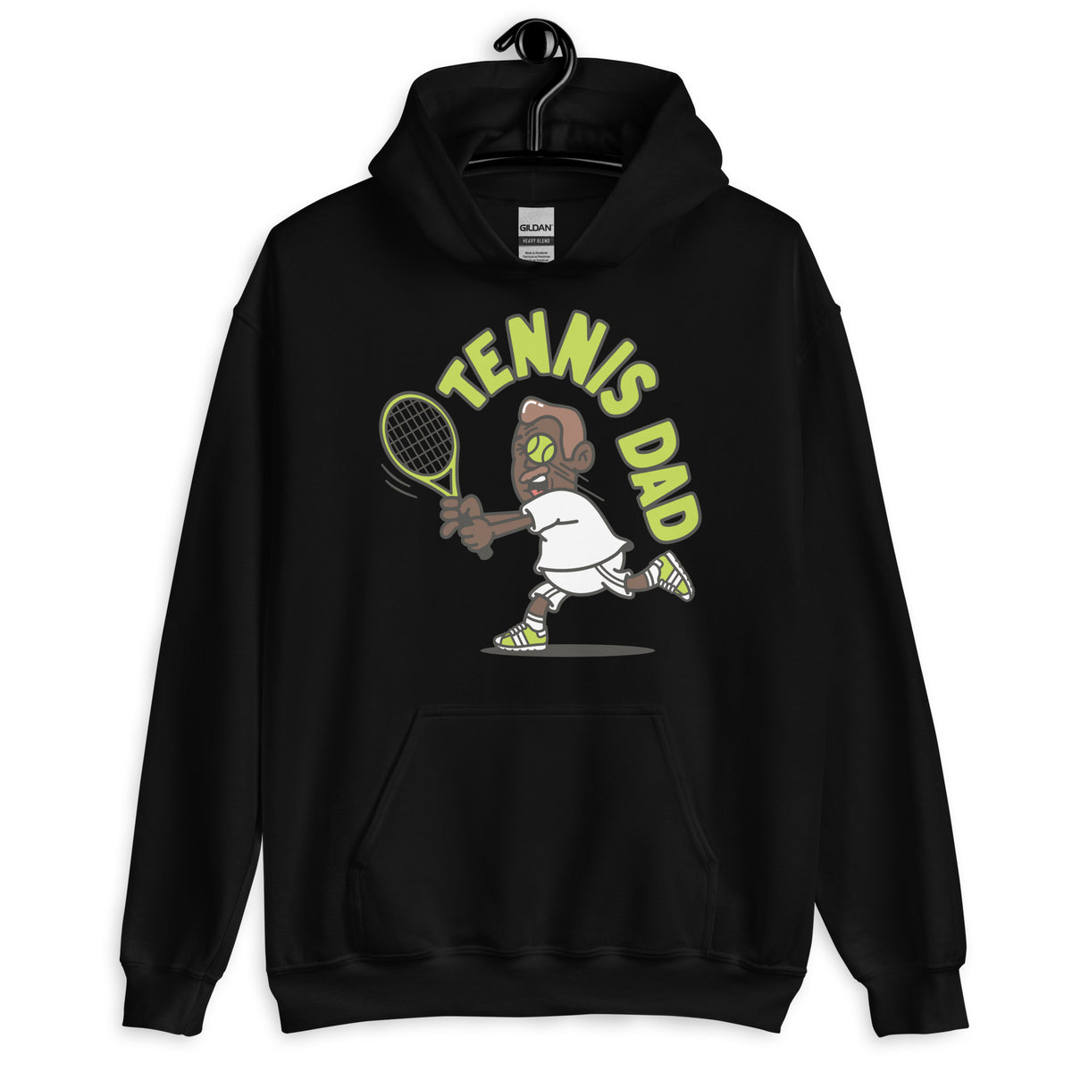 Tennis Brown Hair Dark Skin Tone No-Glasses Medium Moustache Dad Hoodie