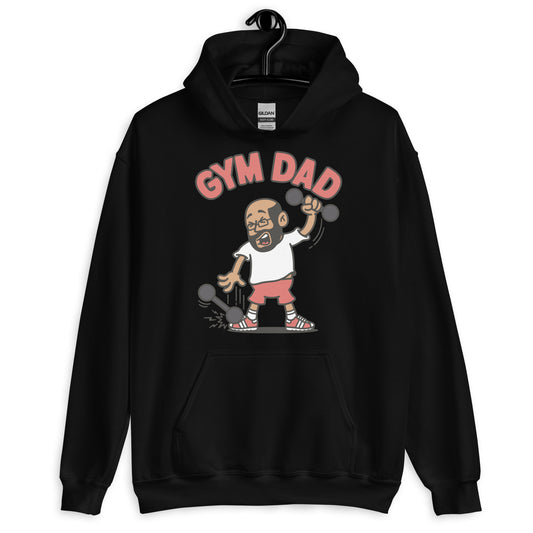 Gym Black Hair Tan Skin Tone Glasses Bald Beard Dad Hoodie