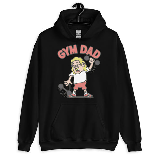Gym Blond Hair Light Skin Tone Glasses Long Moustache Dad Hoodie