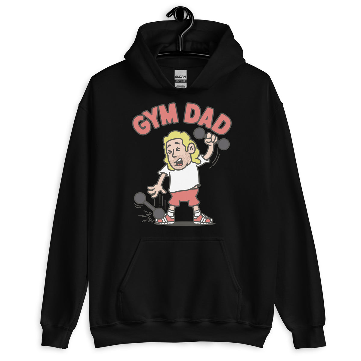 Gym Blond Hair Light Skin Tone No-Glasses Long Stubble Dad Hoodie