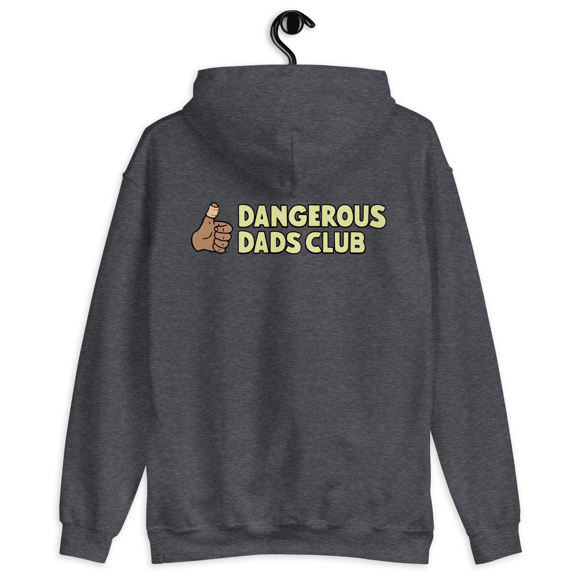 Dangerous Dads Club Hoodie - yellow logo with tan thumb